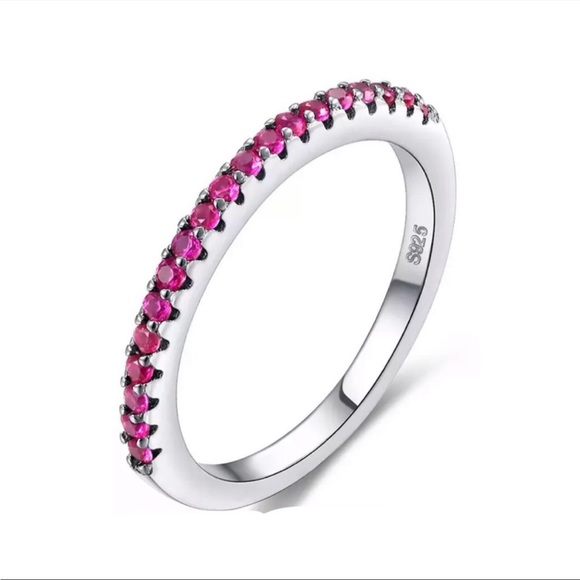 Set of 4 - Sterling Silver Stackable CZ Anniversary Bands - Picture 4 of 6